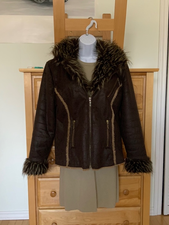 Angelo Litrico Jackets & Blazers - Faux leather, faux fur women’s jacket, size medium, colour brown